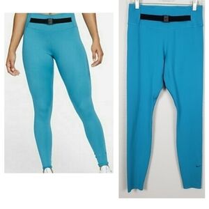 NIKE One Luxe Buckle Mid Rise Leggings Cyber Teal Sz M